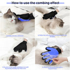 “Gants de toilettage bleu pour animaux — brosse pour enlever les poils de chat et de chien avec effet massage”