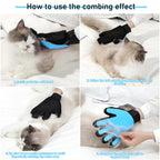 “Gants de toilettage bleu pour animaux — brosse pour enlever les poils de chat et de chien avec effet massage”