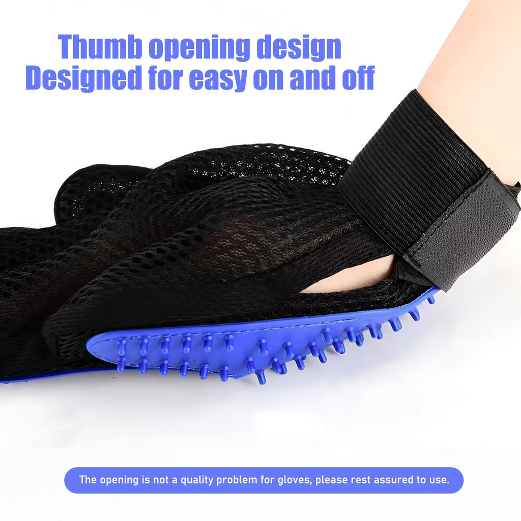“Gants de toilettage bleu pour animaux — brosse pour enlever les poils de chat et de chien avec effet massage”